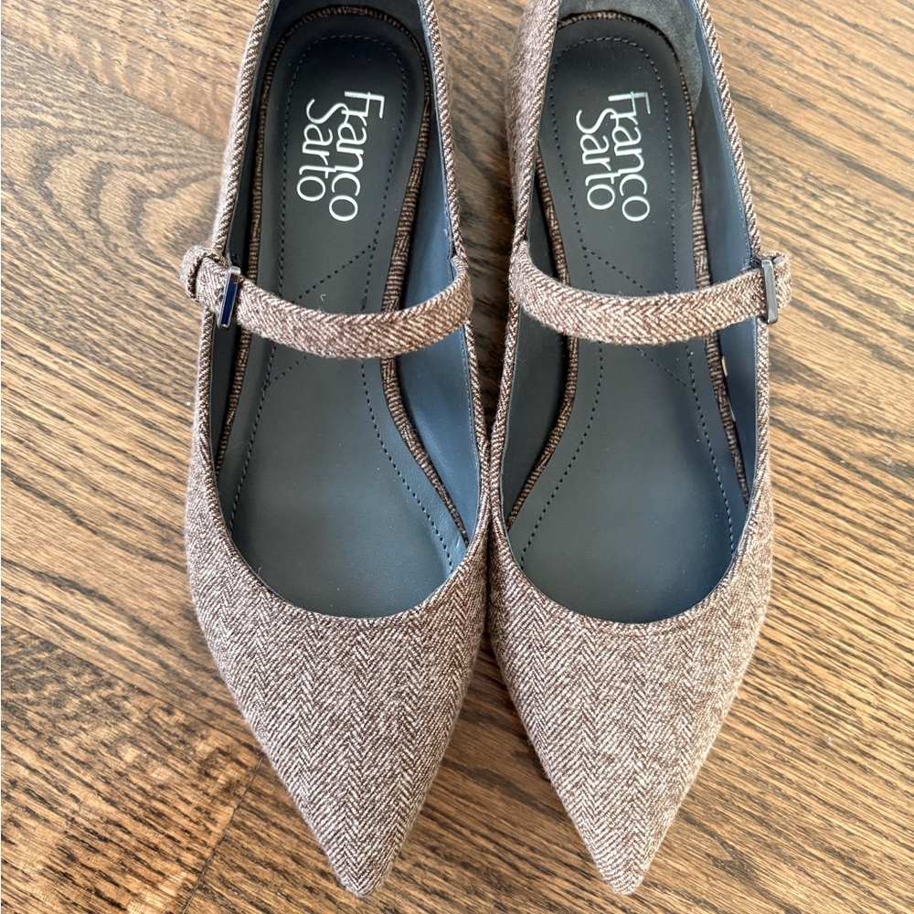 Size 7 Franco Sarto Women's Brown Tweed Mary Jane flats